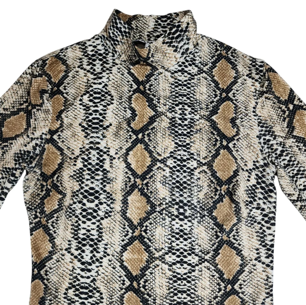 I.AM.GIA Kenzie Snakeskin Bodysuit Long Sleeve Mock Neck Size Small - Picture 4 of 14